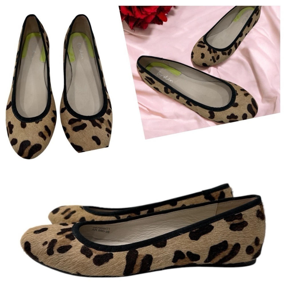 Boden Leopard Print Tan and Black Ballet Flats